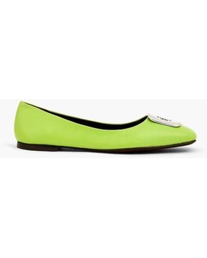 Tory Burch Georgia Embellished Leather Ballet Flats - Green