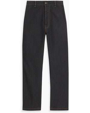 Victoria Beckham Herringbone High-Rise Wide-Leg Jeans - Black