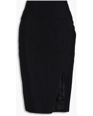 Mugler Wrap-Effect Twill Skirt - Black