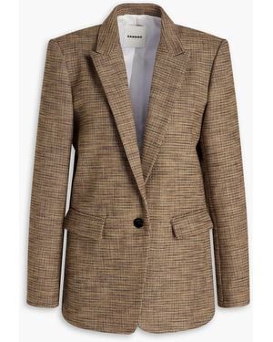 Sandro Houndstooth Tweed Blazer - Brown