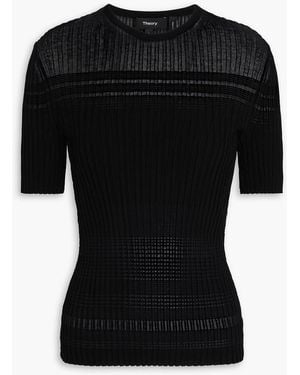 Theory Ribbed-Knit Top - Black