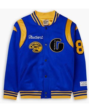 Paul Smith Logo-Embroidered Appliquéd Leather-Trimmed Wool-Blend Felt Varsity Jacket - Blue