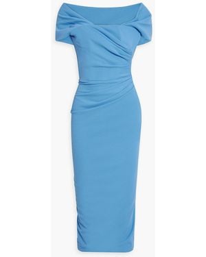 Rhea Costa Schulterfreies midikleid aus crêpe mit drapierung - Blau