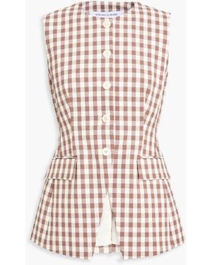 Veronica Beard Lois Gingham Cotton-Blend Seersucker Vest - Brown