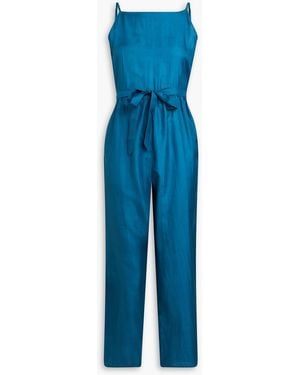 HANNAH Reina Gathered Silk Jumpsuit - Blue