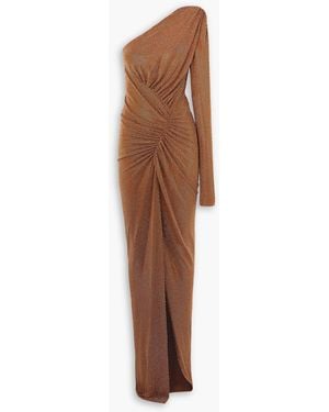Alexandre Vauthier One-shoulder Ruched Crystal-embellished Stretch-jersey Gown - Brown