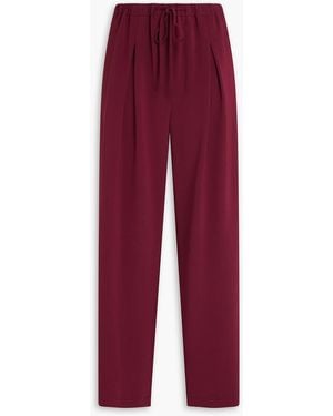 Theory Pleated Crepe Wide-leg Trousers - Red