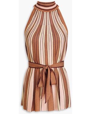 Zimmermann Striped Metallic Knitted Top - Orange