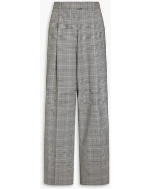 Another Tomorrow Hose mit weitem bein aus einer wollmischung mit glencheck-muster und falten - Grau