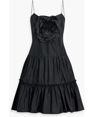 Zac Posen Appliquéd Tiered Taffeta Mini Dress - Black