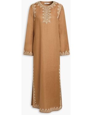 Tory Burch Embroidered Linen Kaftan - Natural