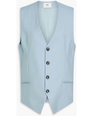 Ami Paris Wool-twill Vest - Blue