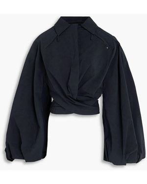 Jacquemus Le Haut Bahia Cropped Stretch-Cotton Poplin Wrap Top - Blue