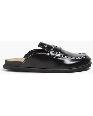 Claudie Pierlot Whipstitched Leather Clogs - Black