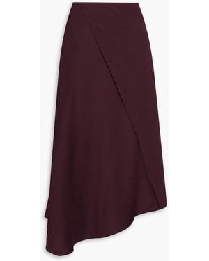 Vince Wrap-effect Satin-crepe Midi Skirt - Purple