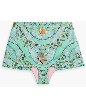 Emilio Pucci Skirt-effect Printed High-rise Bikini Briefs - Green