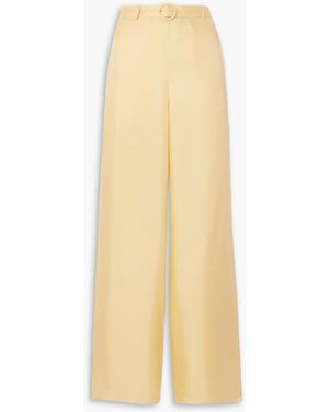 LAPOINTE Belted Silk-twill Wide-leg Pants - Natural