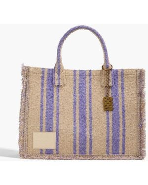 Sandro Frayed Striped Bouclé-tweed Tote - Purple