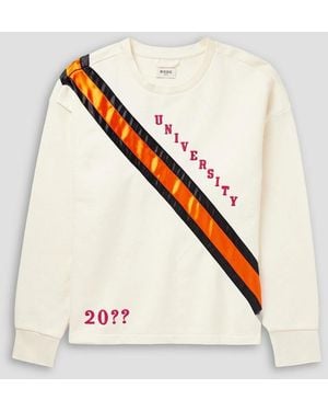 Bode Grad Colours Satin-Trimmed Embroidered Cotton-Jersey Sweatshirt - White
