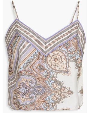 Veronica Beard Millon Cropped Printed Silk Top - Grey