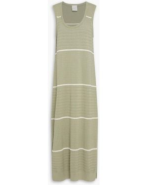 Varley Pointelle-knit Cotton Midi Dress - Green