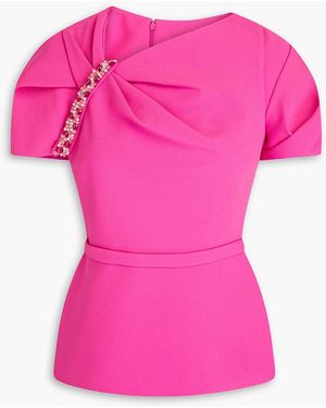 Safiyaa Cassiopeia Embellished Crepe Peplum Top - Pink