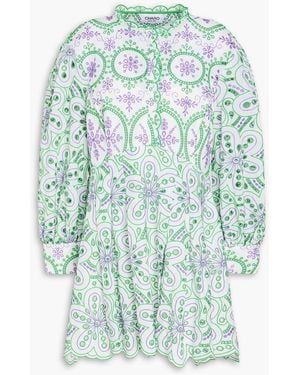 Charo Ruiz Broderie Anglaise Cotton-blend Mini Dress - Blue