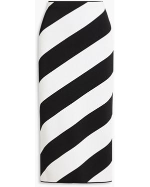 Carolina Herrera Striped Jacquard-Knit Midi Skirt - Black