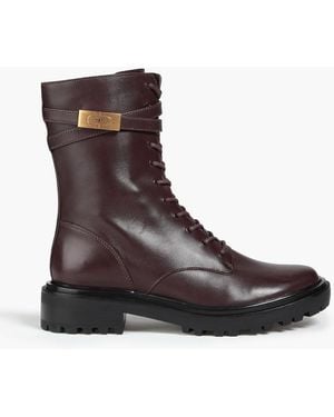 Tory Burch Leather Combat Boots - Brown