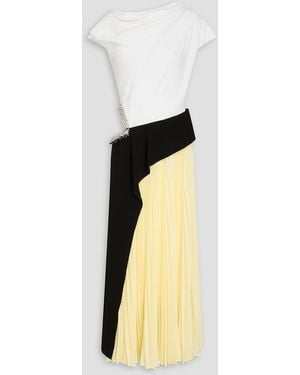 Jonathan Simkhai Andromeda Cutout Color-block Embellished Crepe Maxi Dress - White