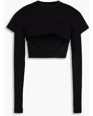 Jacquemus Cropped Layered Cotton-jersey Top - Black