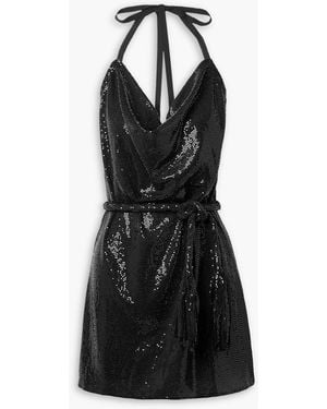 Dodo Bar Or Kiki Open-back Sequined Stretch-jersey Halterneck Mini Dress - Black