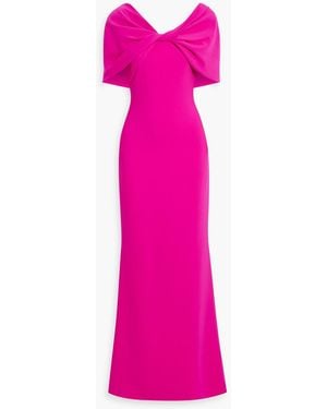 Badgley Mischka Draped Crepe Gown - Pink