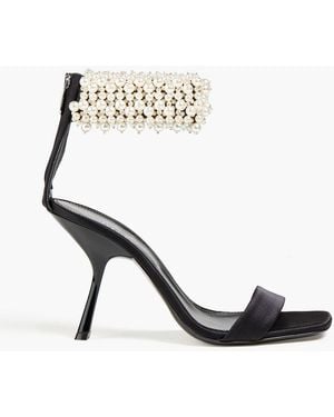 Sergio Rossi Embellished Satin Sandals - White