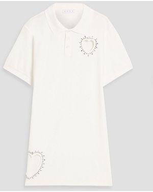 Area Embellished Cotton-Piqué Mini Shirt Dress - White