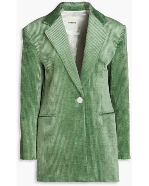Sandro Cotton-blend Corduroy Blazer - Green