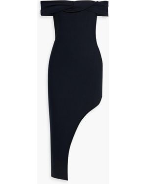 Safiyaa Nouvia Asymmetric Off-The-Shoulder Jersey Midi Dress - Blue
