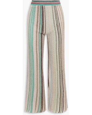 Missoni Metallic Striped Crochet-Knit Wide-Leg Pants - Multicolor