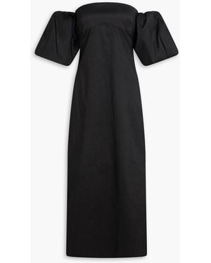 Kika Vargas Erminia Strapless Taffeta Midi Dress - Black