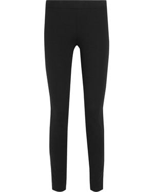 DKNY Stretch Silk-Paneled Stretch-Jersey Leggings - Black