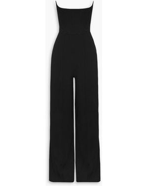 Alex Perry Slaine Strapless Satin-crepe Wide-leg Jumpsuit - Black
