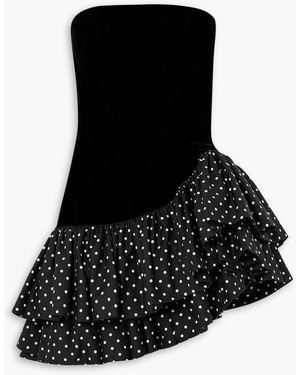 Alexandre Vauthier Stapless Cotton-velvet And Polka-dot Taffeta Mini Dress - Black
