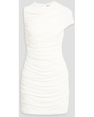 Halston Sarina Ruched Stretch-jersey Mini Dress - White