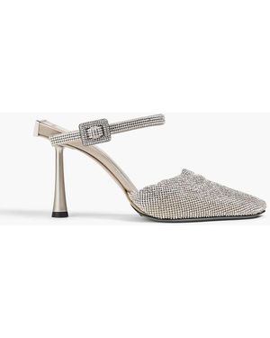 Benedetta Bruzziches Elena Crystal-Embellished Mesh Mules - Metallic