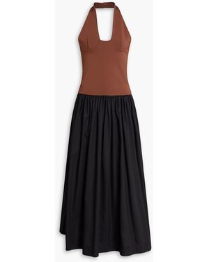 Esse Studios Two-tone Poplin And Stretch-knit Maxi Dress - Black