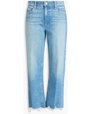 PAIGE Leenah Frayed High-Rise Wide-Leg Jeans - Blue