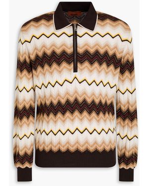 Missoni Crochet-Knit Cotton And Wool-Blend Polo Jumper - Brown