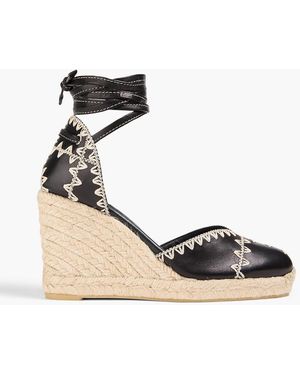 ALTUZARRA x CASTAÑER Embroidered Leather Wedge Espadrilles - Metallic