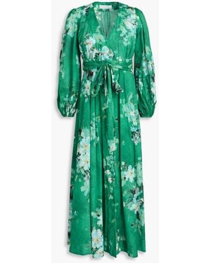 Zimmermann Floral-Print Cotton Midi Wrap Dress - Green