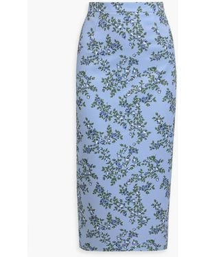 Emilia Wickstead Lorelei Floral-Print Faille Midi Skirt - Blue